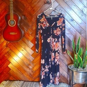 Free People button down printed maxi dress size 4